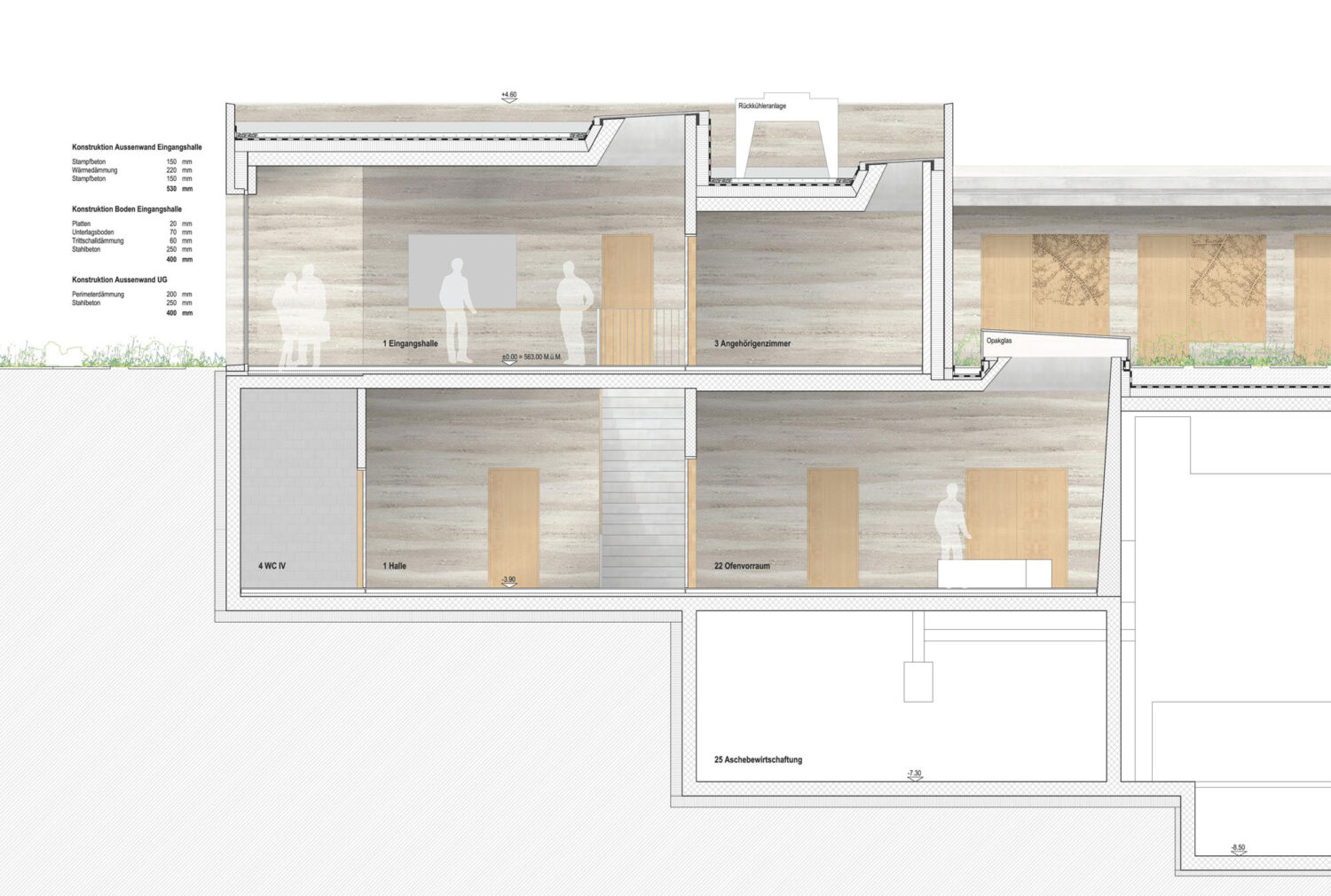 Krematorium Detailschnitt