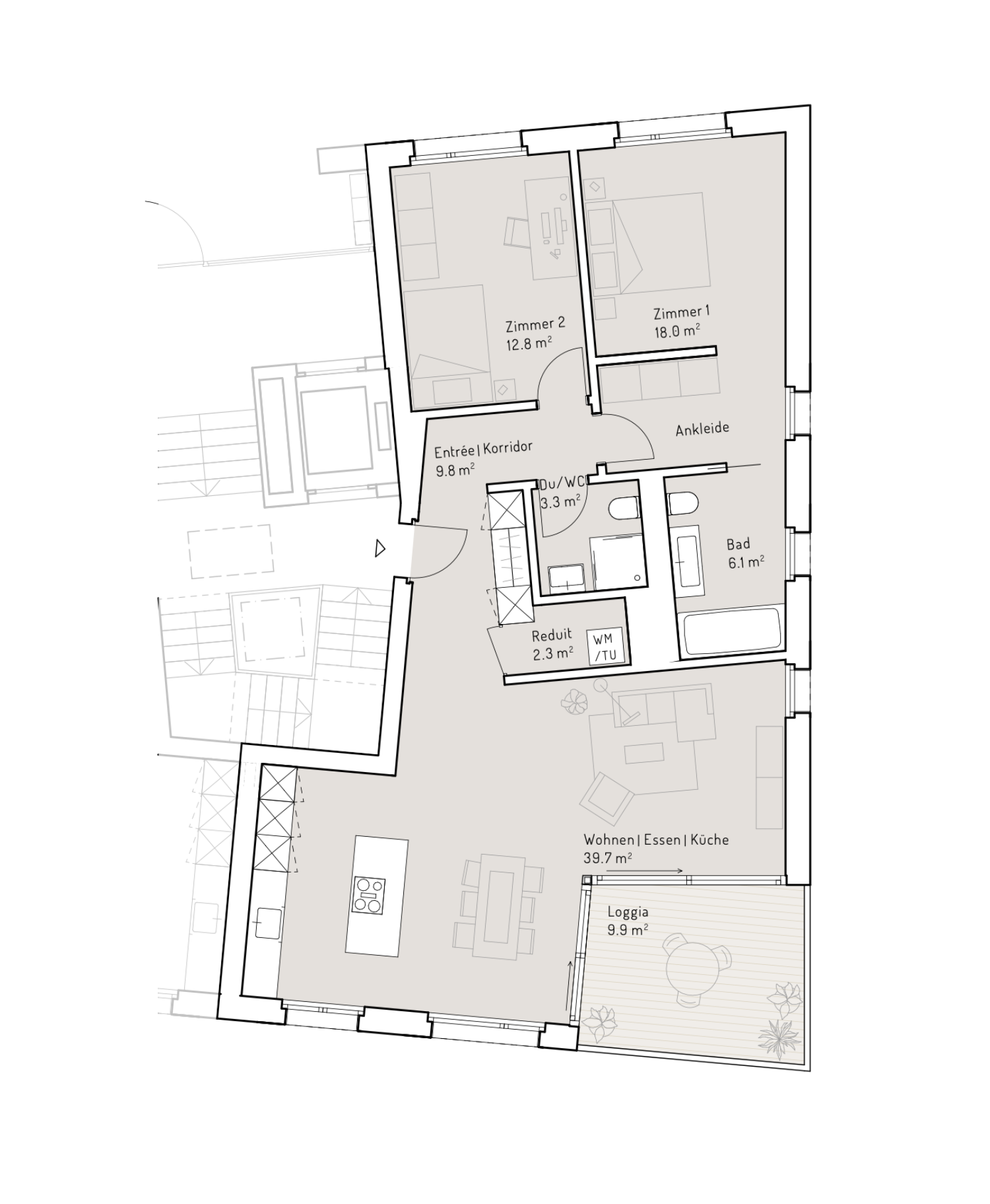 Grundriss 3 1/2 Zimmer