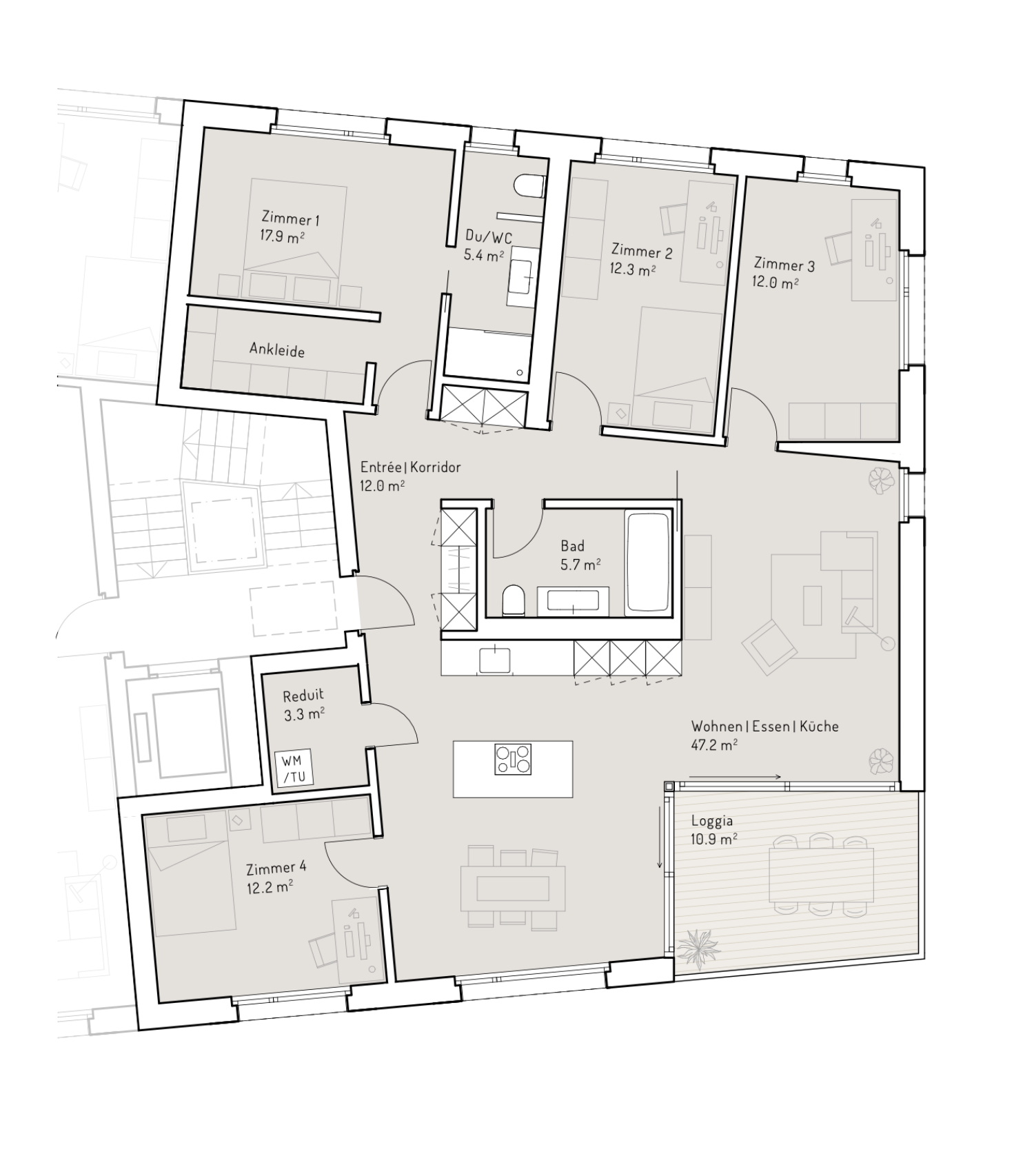 Grundriss 5 1/2 Zimmer Wohnung