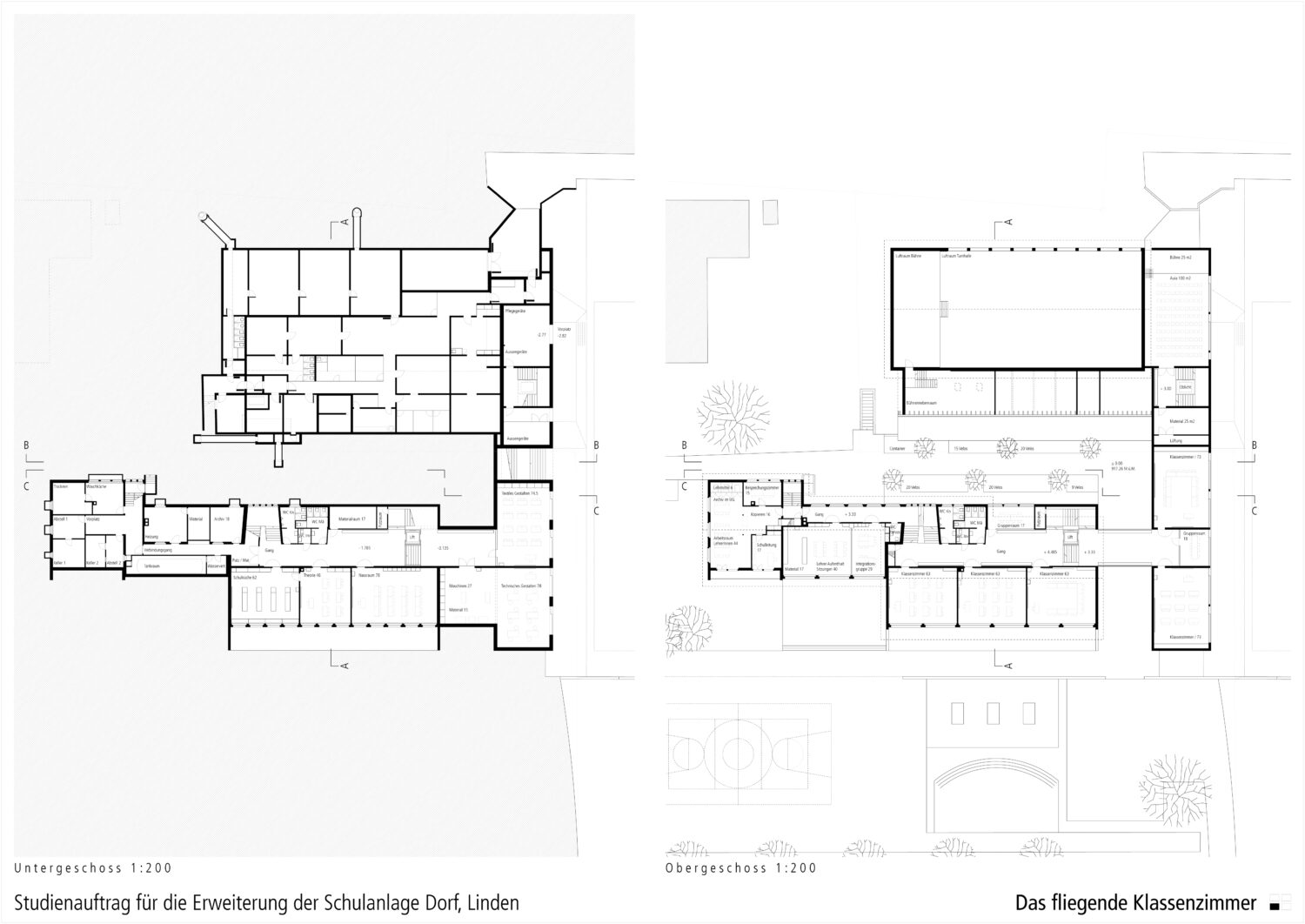 Schulhaus linden 3 Blatt Grundrisse 1 200